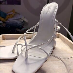 INC International Concepts White Strappy Lace-Up Square-Toe Heels
